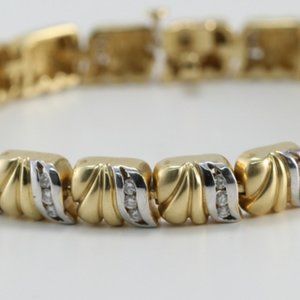 14K White Yellow Gold Diamond Bracelet 1.75 Ct G H Si1 C22000032